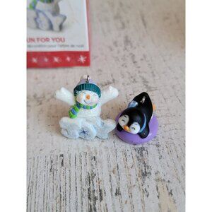 Hallmark Frosty fun for you penguin snowman miniature ornament Xmas